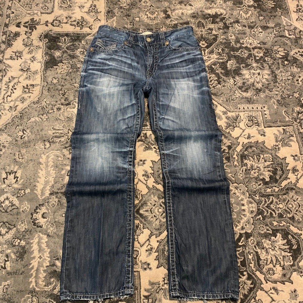 Big Star Pioneer Bootcut Jeans Mens 32R Blue Distressed Limited Vintage 001974